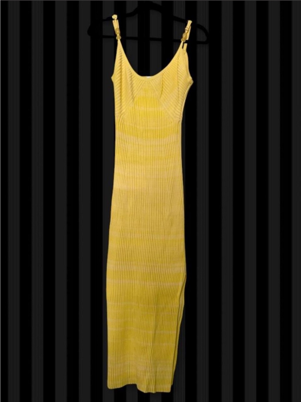 House of Harlow 1960 Yellow Ribbed Maxi Slip Dress